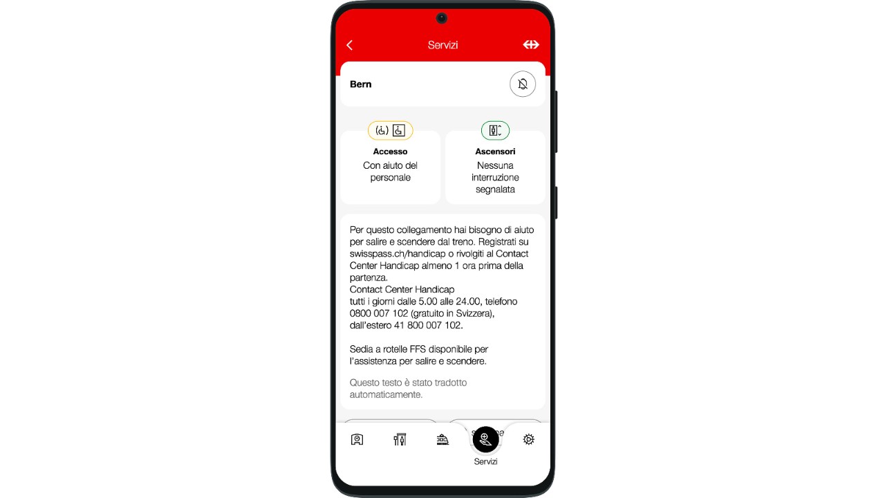 Con la funzione «Accessibilità» ricevi informazioni sull’accessibilità delle stazioni.