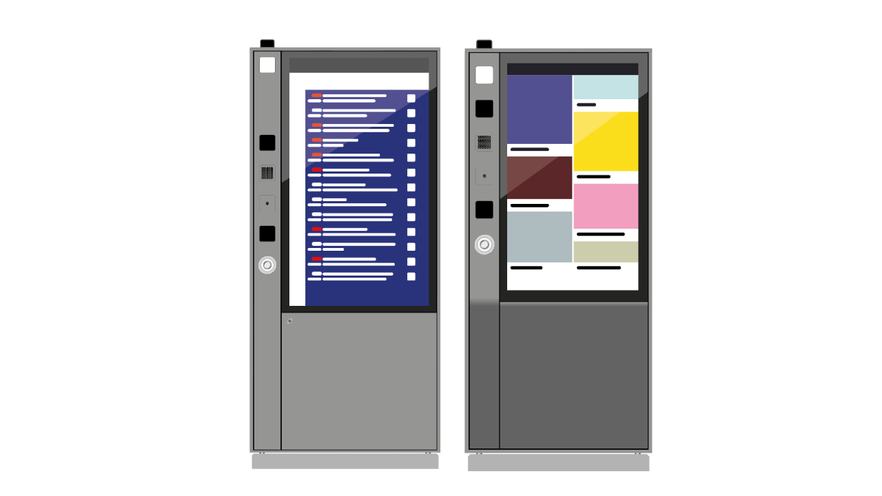 Exemple de Smart Information Displays proposant des informations sur la gare, par exemple les arrivées/départs et les perturbations en cours.