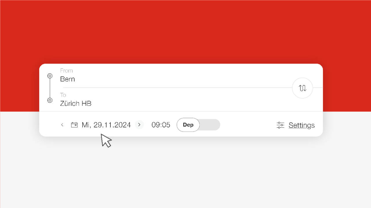 Enter the route you wish to travel on SBB.ch at least one day before your journey.