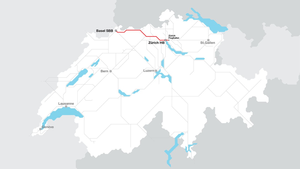 Der Mouette ist zwischen Basel, Zürich und Zürich Flughafen unterwegs.